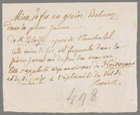 L 00092
<br/>
Label met opschrift
<br/>
<em>Saussure, Horace-Bénédict de (1740-1799)</em>